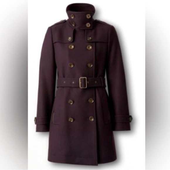 Burberry Daylesmoore Wool Women's Coat Dark Elderberry Size 14 US - Picture 1 of 9